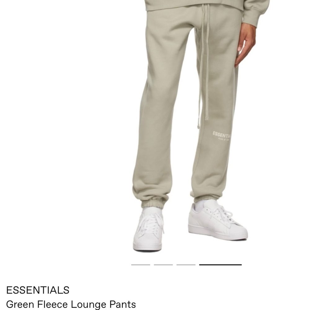 Essentials Pistachio fleece lounge pants.